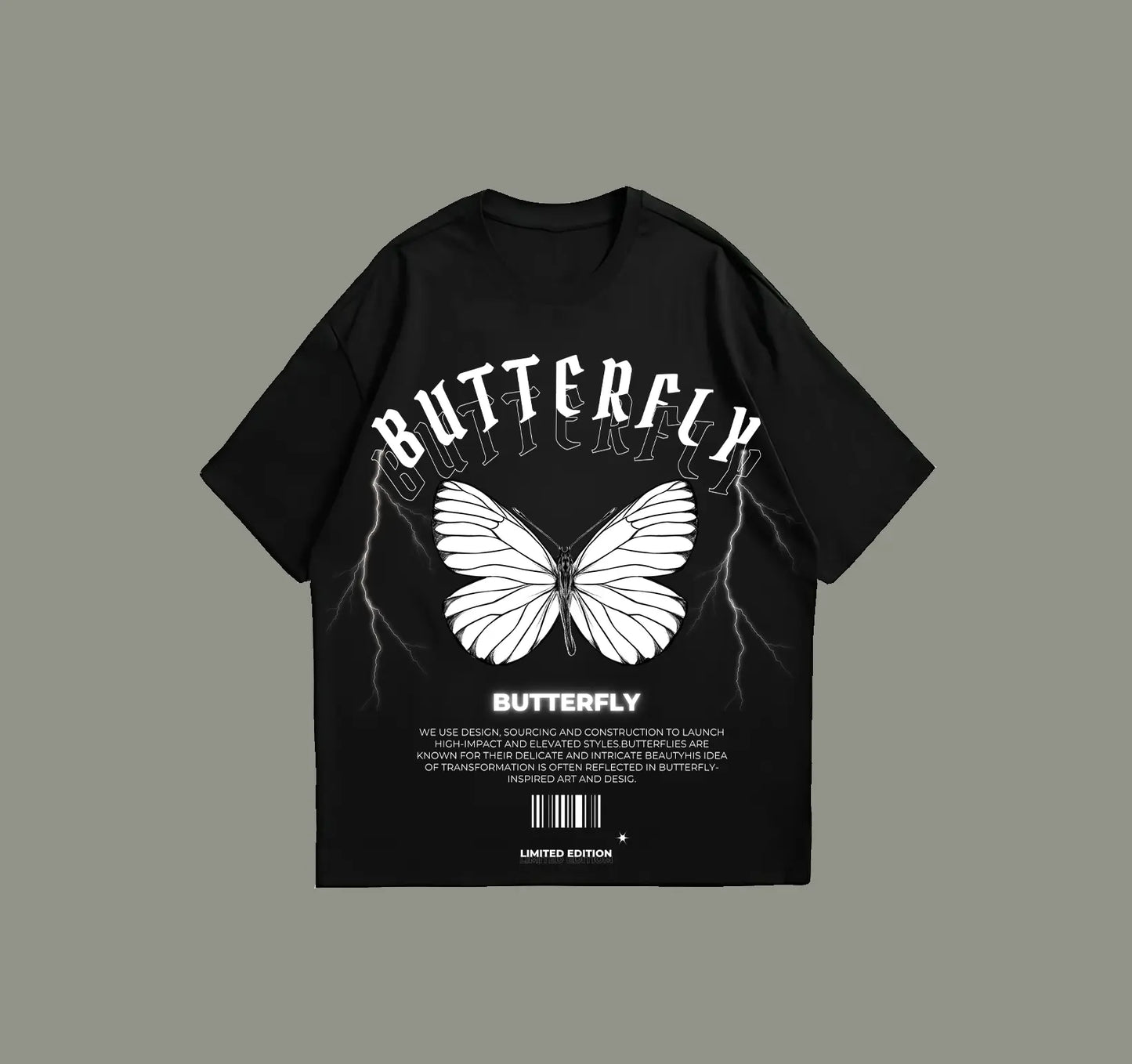 Black Oversized Butterfly T-shirt