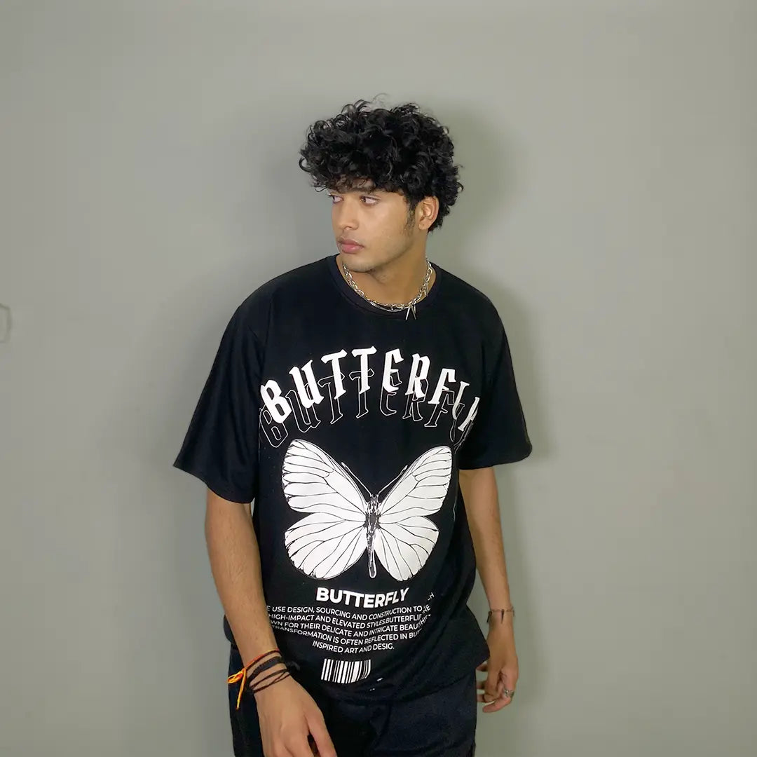 Black Oversized Butterfly T-shirt